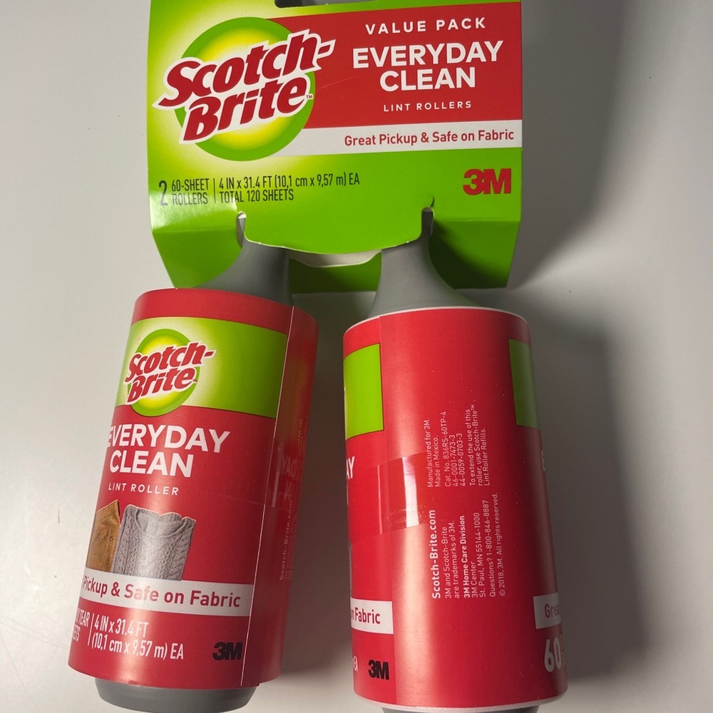 Scotch-Brite Lint Roller, 2 Rollers, 60 Sheets Per Roller, 120 Sheets Total